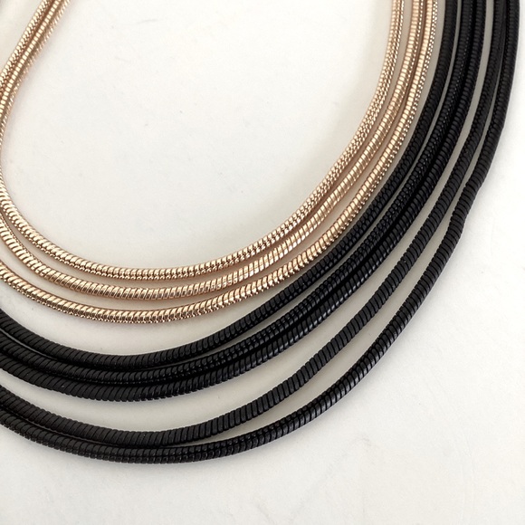 Anna & Ava Multi Layered Black And Gold Round Snake Chain Necklace - Picture 2 of 11